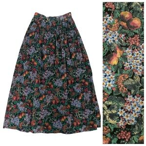 Vintage LL Bean Fruit and Floral Full Corduroy Skirt Fits XXS/00